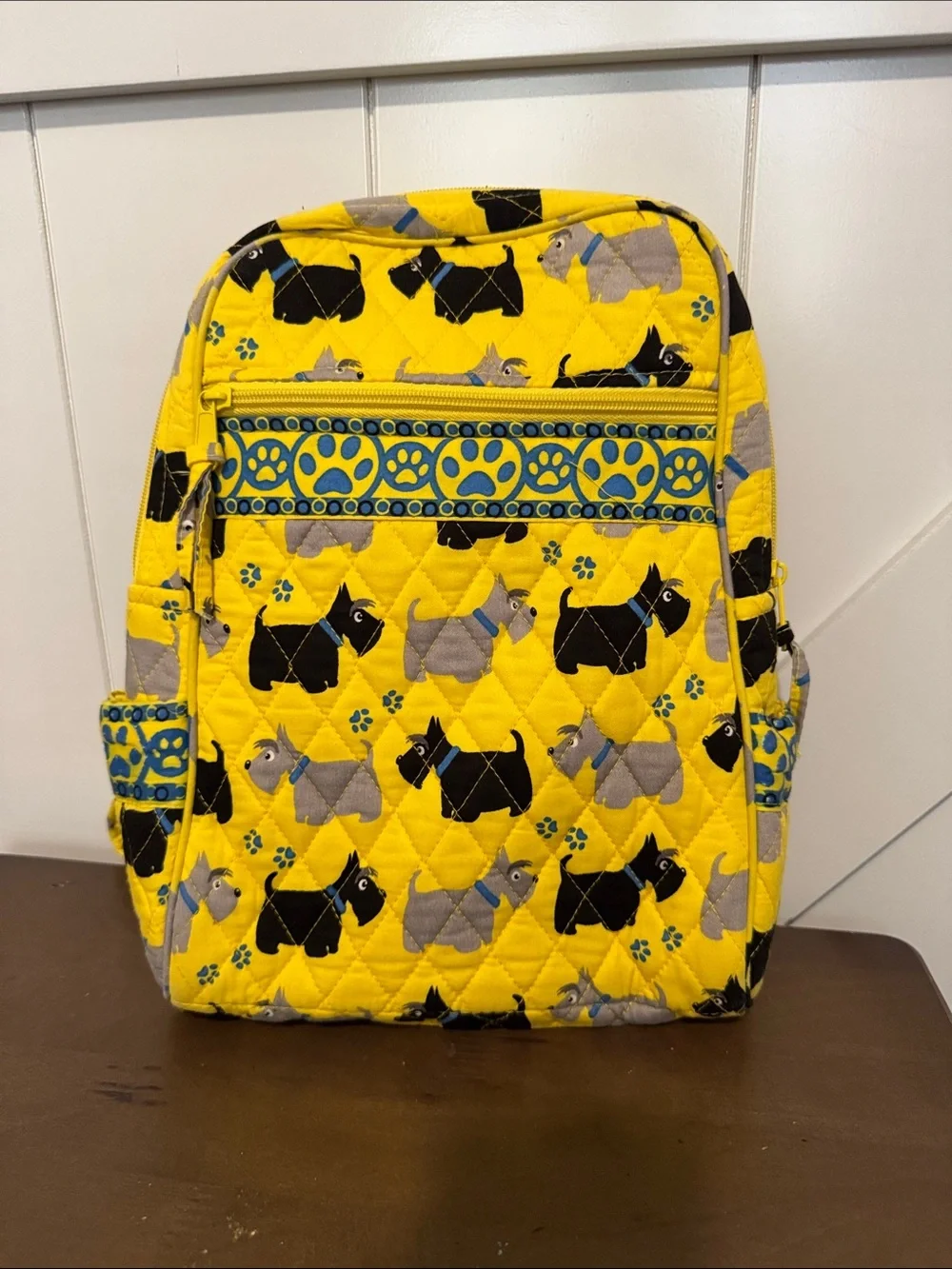 Yellow Quilted Mini Pet Pattern Backpack